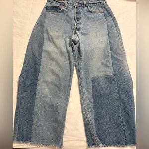 B SIDES Two-Tone Blue Relaxed Jeans